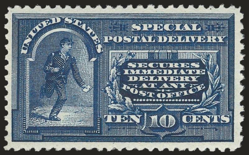 10c Blue, Special Delivery (E4).> Original gum, single hinge mark, deep rich color and proof-like impression on bright paper, Very Fine, with 1999 P.F. certificate