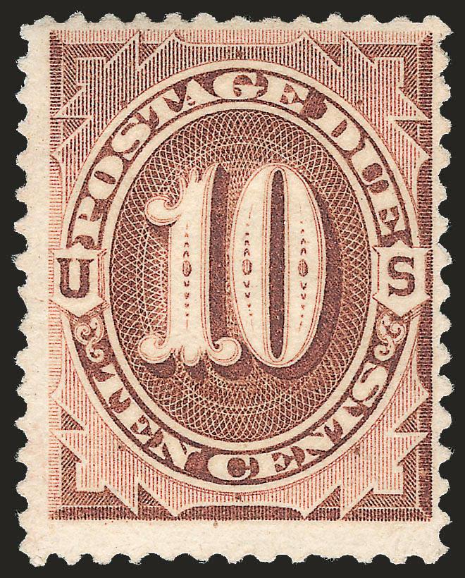 10c Deep Brown, Special Printing (J12).> Original gum, rich color and detailed impression<><>^FRESH AND FINE EXAMPLE OF THE 10-CENT POSTAGE DUE SPECIAL PRINTING.^<><>It has been estimated that no more than 174
examples of the 10c Postage Due Spec
