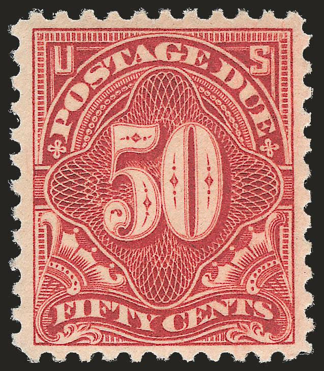 50c Deep Claret (J67b).> Mint N.H., brilliant color, detailed impression, Very Fine and choice, with 2005 P.S.E. certificate (VF-XF 85 SMQ $475.00)