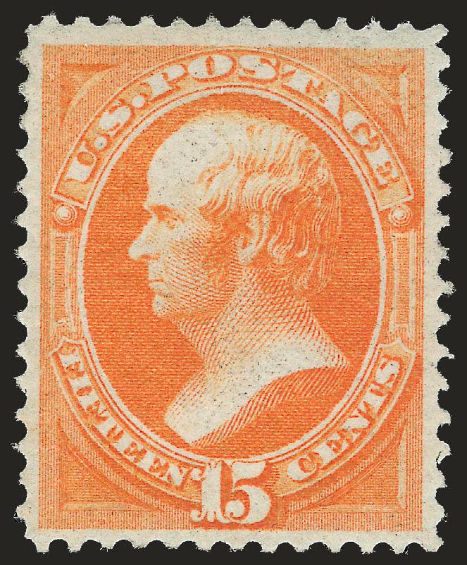 15c Bright Orange (152).> Original gum, vibrant color, choice centering with balanced margins<><>^EXTREMELY FINE. A GORGEOUS ORIGINAL-GUM EXAMPLE OF THE 1870 15-CENT NATIONAL BANK NOTE COMPANY UNGRILLED
ISSUE.^<><>The 15c 1870 National Grilled Is
