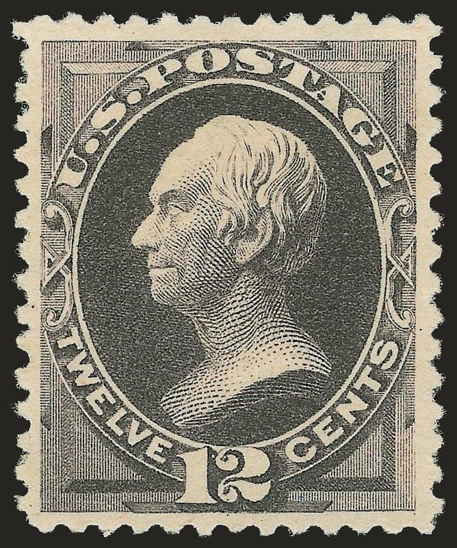 12c Blackish Purple, Special Printing (198).> Without gum as issued, detailed impression on fresh paper, beautiful centering<><>^EXTREMELY FINE EXAMPLE OF THE RARE 12-CENT 1880 AMERICAN BANK NOTE COMPANY SPECIAL
PRINTING. PROBABLY FEWER THAN 75 COP