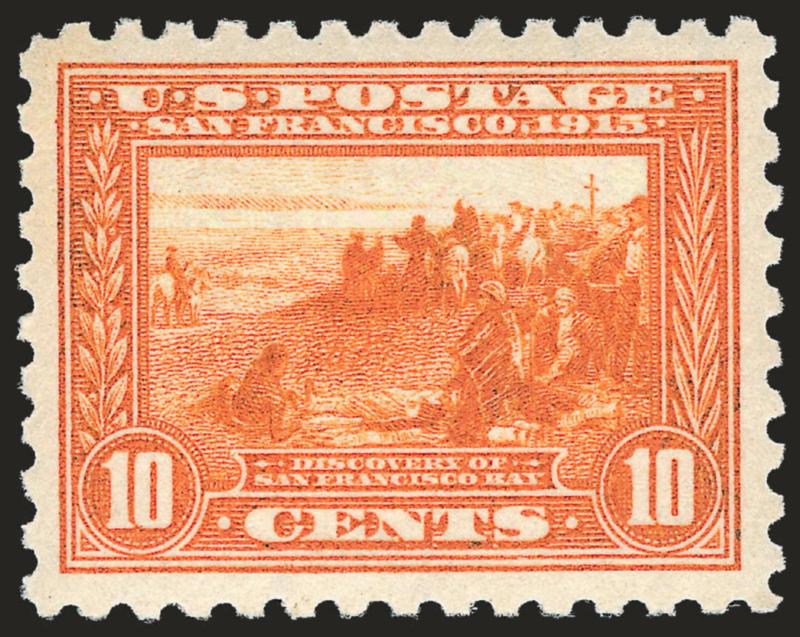 10c Panama-Pacific, Perf 10 (404).> Mint N.H., vibrant color as fresh as the day it was printed, unusually choice centering with wide and balanced margins, long and full perforations all around<><>^EXTREMELY
FINE GEM. A SUPERB MINT NEVER-HINGED EXA