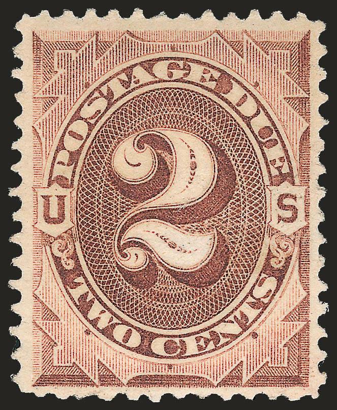 2c Deep Brown, Special Printing (J9).> Original gum, lightly hinged, deep rich color and detailed impression, choice centering<><>^EXTREMELY FINE EXAMPLE OF THE RARE 2-CENT POSTAGE DUE SPECIAL PRINTING.^<><>As
noted in the description for the 1c