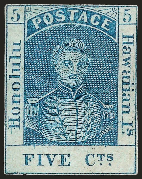 1857, 5c Blue, Thin White Wove, Thin Bluish Wove (8, 9).> First unused (no gum) and margins to just touched, second original gum, large margins to just touched at one spot and with light horizontal crease, Fine
appearance and presentable copies of th