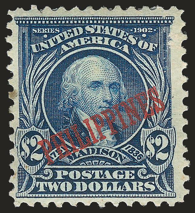 1903, $2.00 Dark Blue (238).> Disturbed original gum, .h.r. with few adherences, bright color, single toned perf at left, otherwise Fine