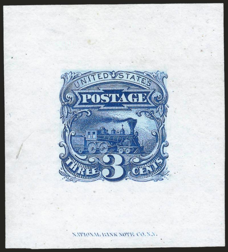 3c Ultramarine, Large Die Proof on India (114P1).> 41 x 44mm, imprint at bottom, brilliant color, Very Fine