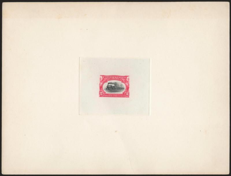 2c Pan-American, Large Die Proof on India (295P1).> Die sunk on 200 x 153mm card, brilliant colors, with blue control no. on back, few minor toning spots mostly confined to back, light bend at bottom center,
otherwise Very Fine