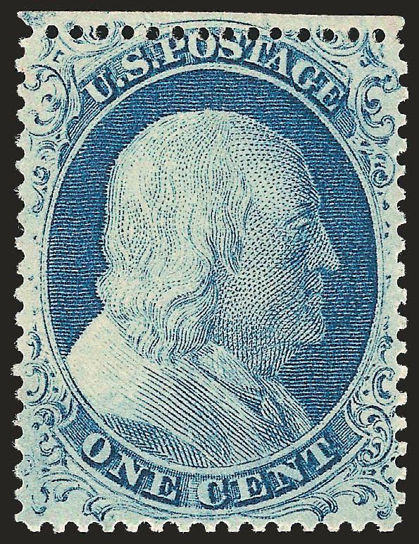 1c Blue, Ty. IV (23).> Plate 1L, bright color, cancel removed (looks unused), Fine appearance, with 1992 P.F. certificate