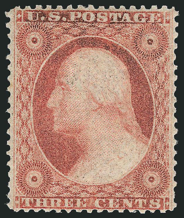 3c Dull Red, Ty. III (26). Mint N.H.,> intense shade, unusually choice centering, Extremely Fine, with 2005 P.F. certificate, Scott Retail as hinged