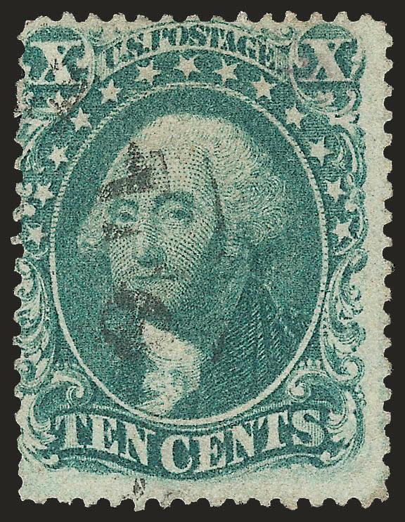 10c Green, Ty. IV (34).> Position 3R1, recut at top, rich color and light circular datestamp, Very Good