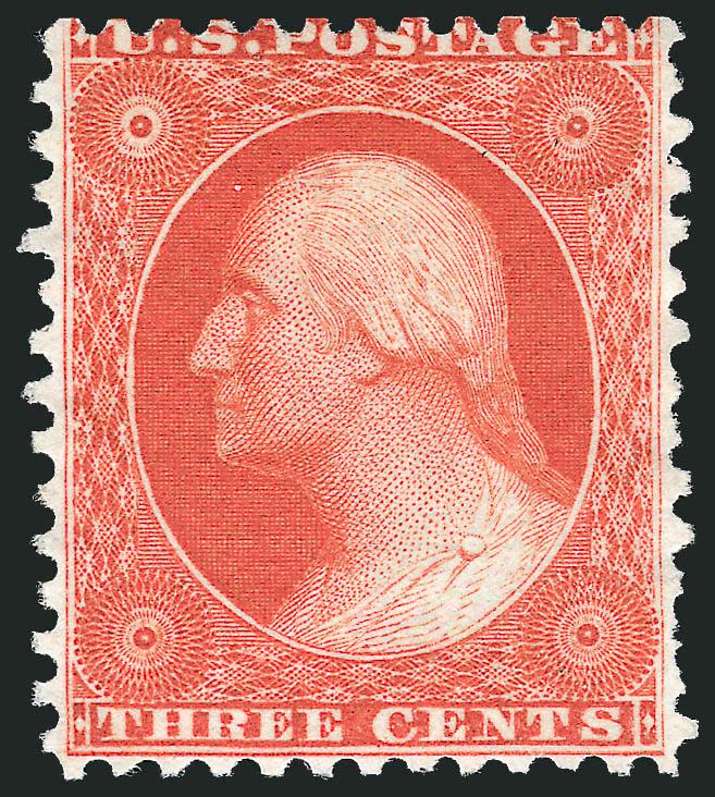 3c Scarlet, Reprint (41).> Without gum as issued, intense shade and impression, few short perfs at right, Fine, only 479 sold, with 1993 P.F. certificate