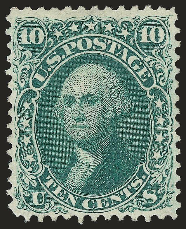 10c Dark Green, First Design (62B).> Unused (no gum), bright shade on crisp paper, well-balanced margins, Extremely Fine, with 2009 P.F. certificate