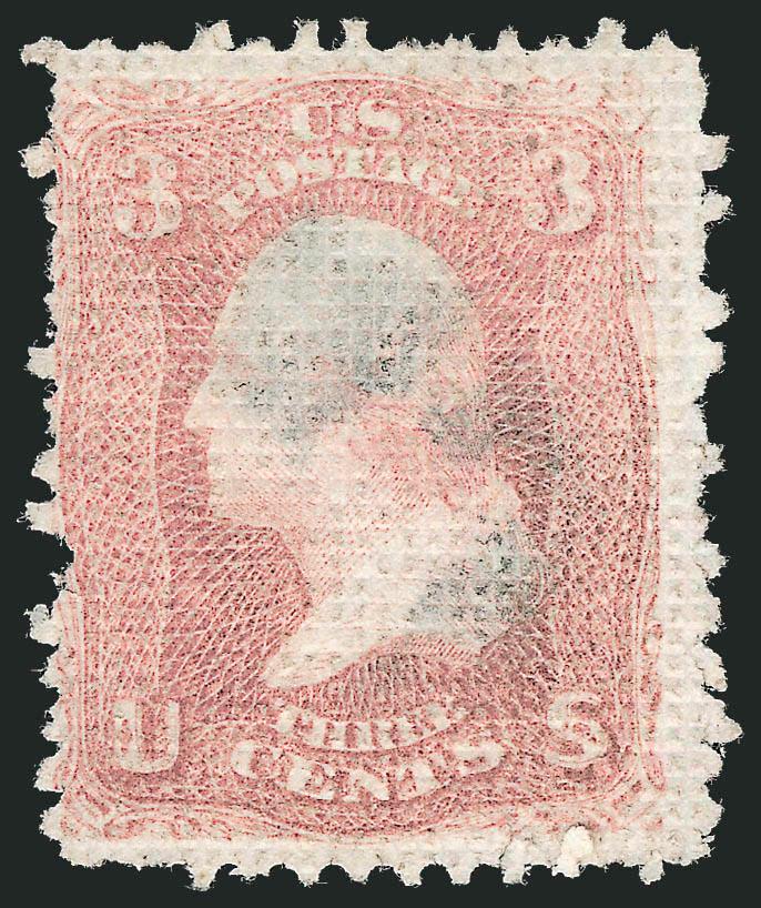 3c Rose, A. Grill (79).> Light cork cancel, rich color, few short perfs and a pulled perf at left typical for this issue, small diagonal crease, appears Fine, with 1993 P.F. certificate