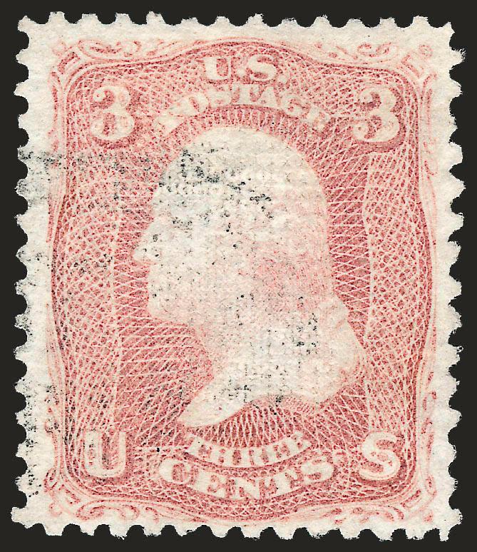 3c Rose, D. Grill (85).> Bright shade, clearly-defined grill, unobtrusive cancel, Very Fine and choice, with 1971 and 1992 P.F. and 2008 P.S.E. certificates (VF 80 SMQ $1,250.00)
