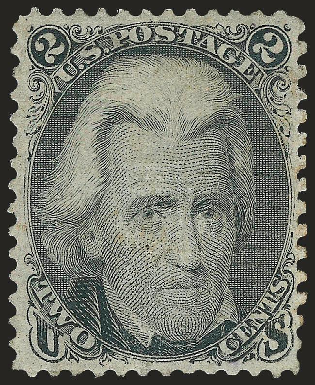2c Black, E. Grill (87).> Original gum, clearly defined grill, well-centered with wide margins, slight toning at right mentioned only on most recent certificate, Very Fine, with 1986, 1994 and 2008 P.F.
certificates