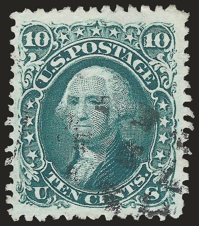 10c Green, E. Grill (89).> Wide Jumbo margins, deep rich color and light circular datestamp, Very Fine, striking example, with 2008 P.S.E. certificate