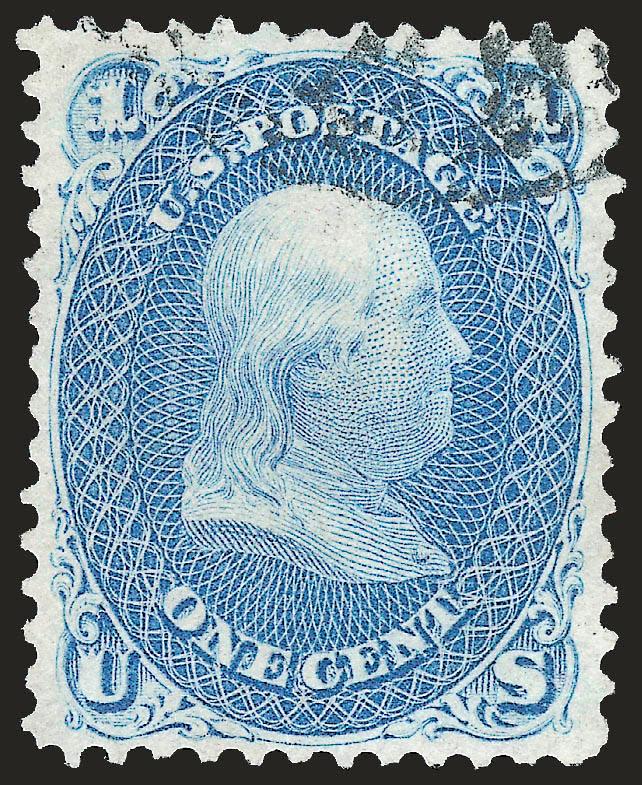 1c Blue, F. Grill (92).> Brilliant color, crisp impression, face-free strike of circular datestamp leaves entire design clearly visible, well-balanced margins, Extremely Fine, a beautiful stamp, with 1991 and
2008 P.F. certificates