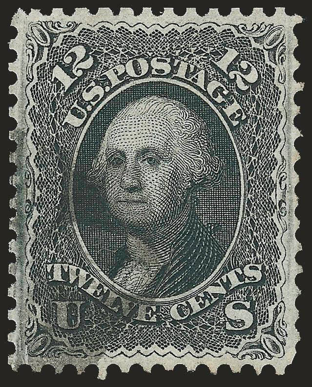 12c Black, F. Grill (97).> Choice centering with well-proportioned margins, unobtrusive strike of cork cancel, certificate states reperfed at bottom but the perfs are genuine in our opinion, Extremely Fine
appearance, with 2008 P.F. certificate