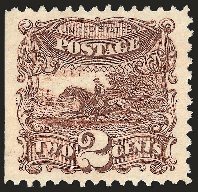 2c Brown (113).> Unused (no gum), beautiful wide margins with wide natural s.e. at left, magnificent deep rich color, Extremely Fine, with 2009 P.S.E. certificate