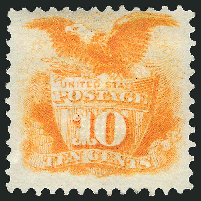 10c Yellow (116).> Original gum, narrow h.r., three wide margins, vibrant color, fresh and Fine, with 1993 P.F. certificate