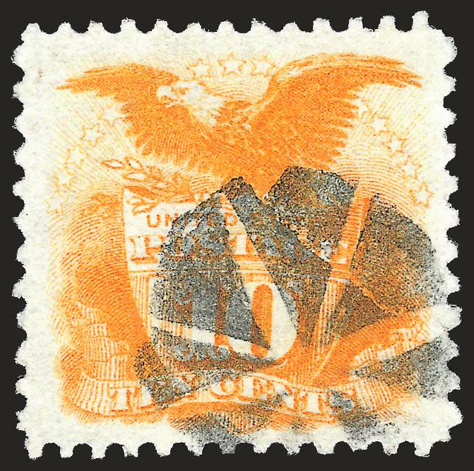 10c Yellow (116).> Vibrant color as fresh as the day it was printed, well-struck cork cancel, wide margins, Extremely Fine, with 2004 P.S.E. certificate (XF 90 SMQ $395.00)