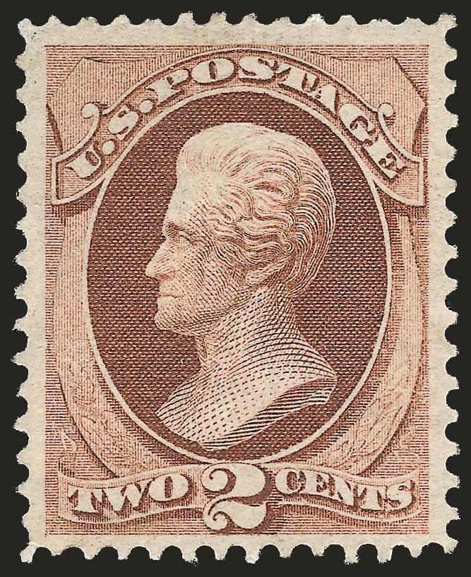 2c Red Brown, Grill (135).> I. Grill, original gum, attractively centered with lovely pastel color, Very Fine, this and the previous lot are only the third and fourth unused examples of the 2c with an I Grill
that we have offered since we started kee