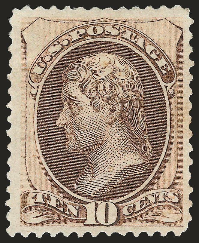10c Brown (161).> Original gum, lightly hinged, choice wide margins and attractively centered, rich color, Very Fine and choice, with 2009 P.S.E. certificate