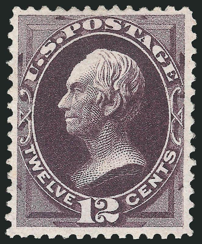 12c Blackish Violet (162).> Original gum, striking dark color on crisp paper, beautifully centered<><>^VERY FINE AND CHOICE EXAMPLE OF THE 1873 12-CENT CONTINENTAL BANK NOTE COMPANY ISSUE.^<><>With 1990 P.F.
certificate