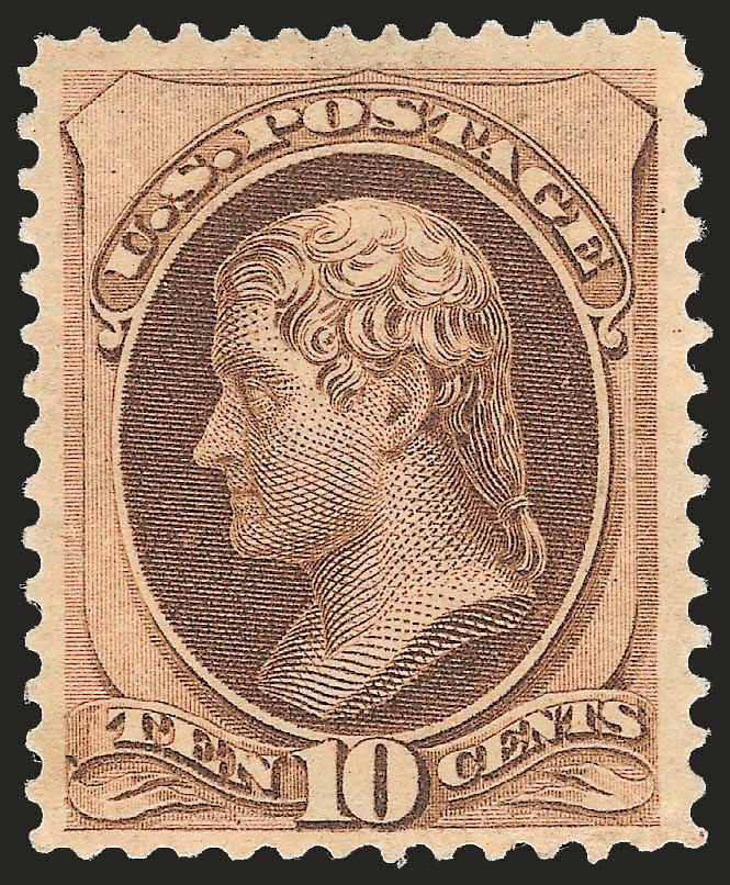 10c Brown, With Secret Mark (188).> Original gum, lightly hinged, radiant color and crisp impression, fresh and Very Fine, with 2000 and 2007 P.F. certificates (VF 80)