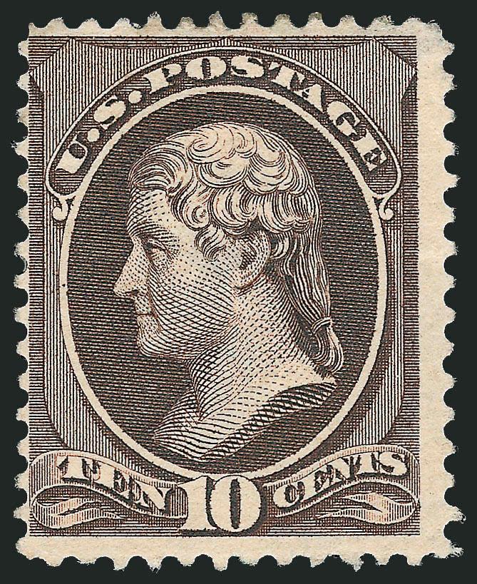 10c Black Brown (209b).> Disturbed original gum, small thin spots, left perfs close to barely touch, Fine appearance, very scarce shade, with 2007 P.S.E. certificate