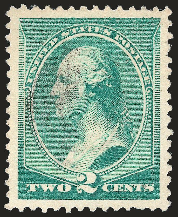2c Green (213).> Jumbo margins on all sides, rich color, light unobtrusive strike of target cancel, Extremely Fine, a huge stamp, with 2008 P.S.E. certificate (XF-Superb 95 Jumbo SMQ $120.00 as 95, $360.00 as
98), only three have graded higher to da