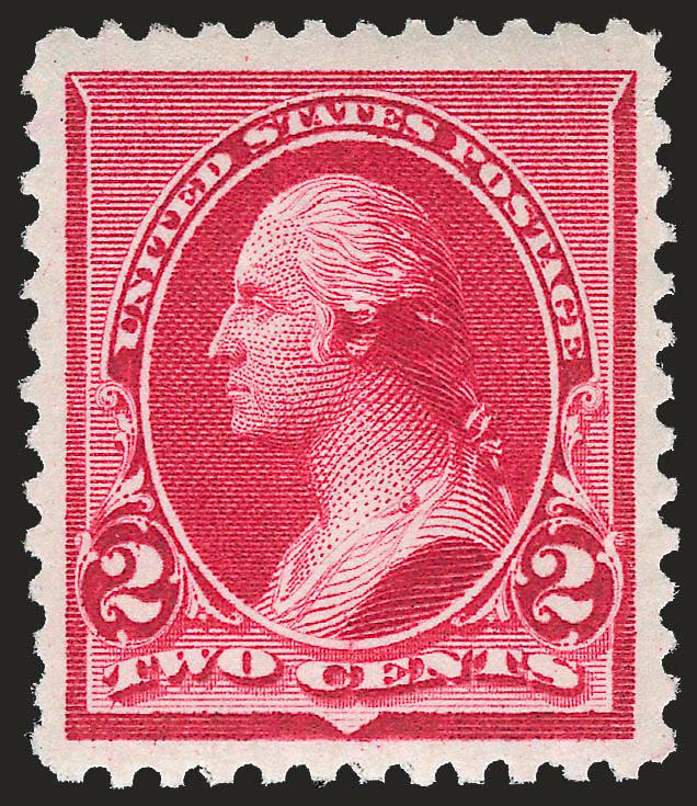 2c Carmine (220).> Mint N.H., unusually wide margins and choice centering, vivid color nicely complemented by bright white paper, Extremely Fine, with 2006 P.F. certificate