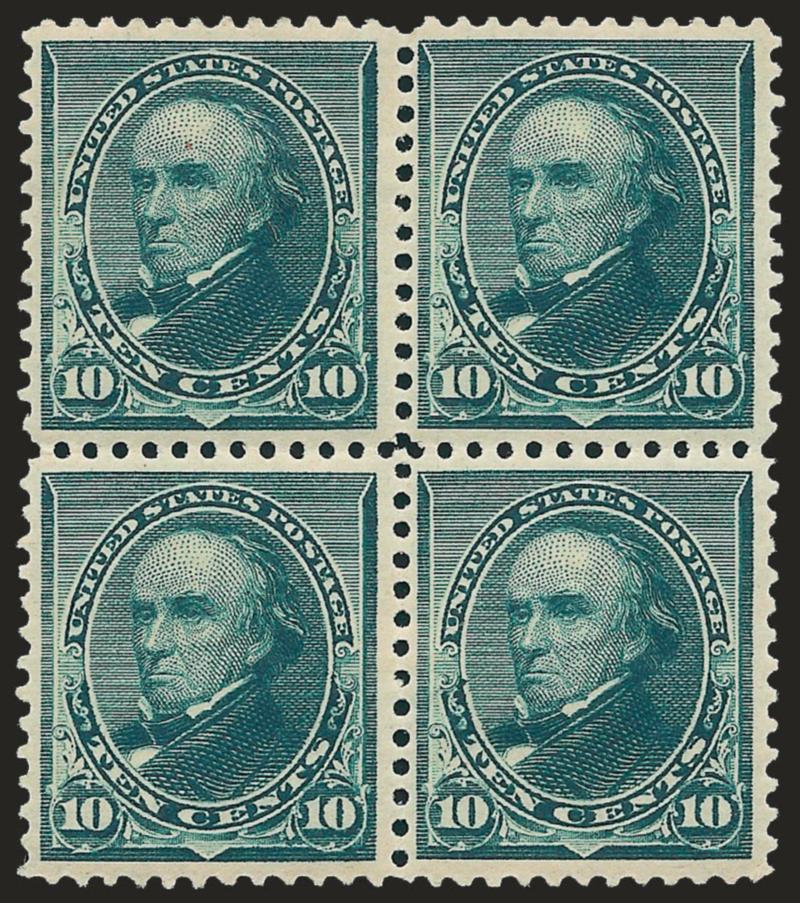 10c Green (226).> Block of four, top right and bottom left stamps Mint N.H., others h.r., intense shade and impression, Very Fine, with 2009 P.S.E. certificate, Scott Retail as singles