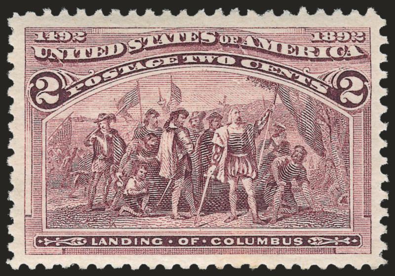 2c Columbian (231).> Mint N.H., essentially perfectly balanced wide margins, fresh and Extremely Fine Gem, with 2002 P.F. certificate
