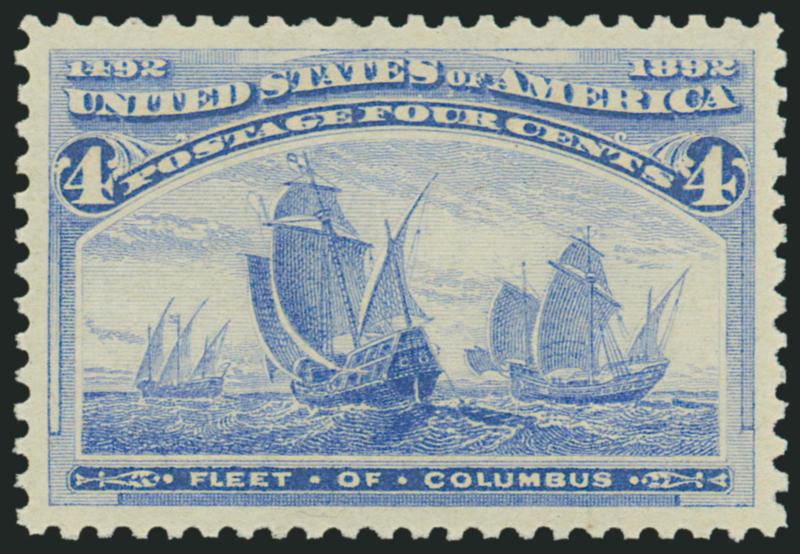 4c Columbian (233).> Mint N.H., lovely color on bright paper, perfectly centered with wide and balanced margins<><>^EXTREMELY FINE GEM. A SUPERB MINT NEVER-HINGED EXAMPLE OF THE 4-CENT COLUMBIAN ISSUE WHICH HAS
BEEN GRADED SUPERB 98 BY P.S.E.^<><