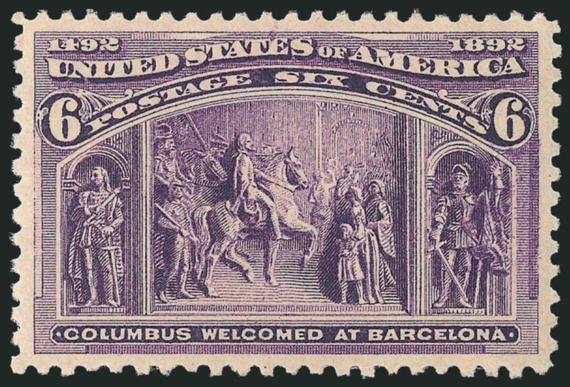 6c Columbian (235).> Mint N.H., strong color and wonderfully well-centered, fresh, Extremely Fine Gem, with 2009 P.S.E. certificate (XF-Superb 95 SMQ $1,400.00)