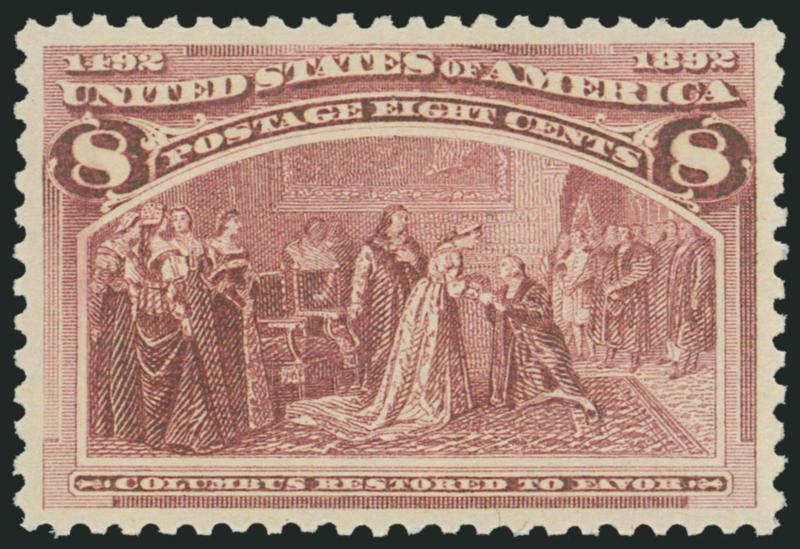 8c Columbian (236).> Mint N.H., wide margins and almost perfectly centered, warm shade on bright paper, Extremely Fine Gem, P.S.E. encapsulated (XF-Superb 95 SMQ $1,350.00)