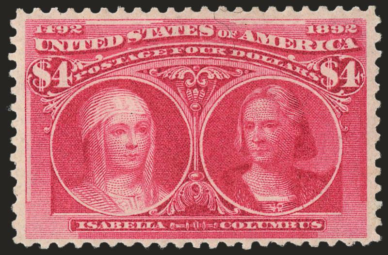 $4.00 Columbian (244).> Original gum, deep rich color, nearly Very Fine, with 2008 P.S.E. certificate