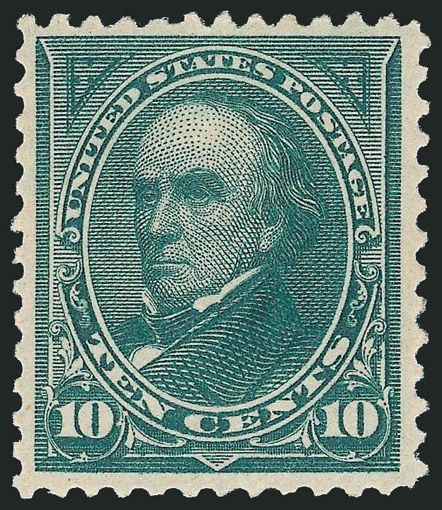 10c Dark Green (258).> Mint N.H., handsomely centered, bright color, reperfed at bottom, Very Fine appearance, with 2009 P.S.E. certificate