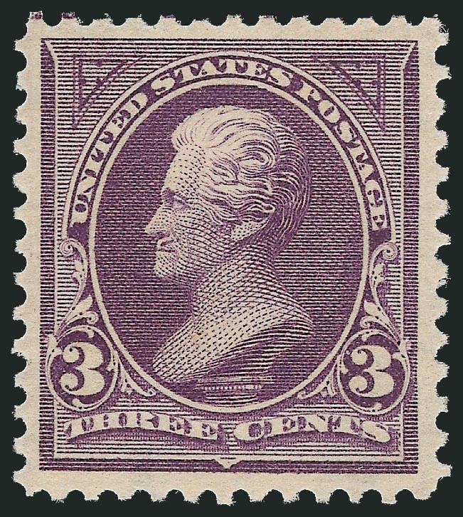 3c Purple (268).> Mint N.H., uncharacteristically wide margins and well-centered, fresh, Extremely Fine, with 2008 P.S.E. certificate (XF 90 SMQ $365.00)