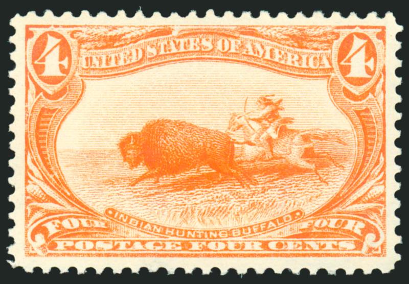 4c Trans-Mississippi (287).> Mint N.H., beautifully centered with wide margins, bright color on post-office fresh paper<><>^EXTREMELY FINE GEM. A MAGNIFICENT MINT NEVER-HINGED EXAMPLE OF THE 4-CENT
TRANS-MISSISSIPPI ISSUE.^<><>With 2005 P.S.E. ce