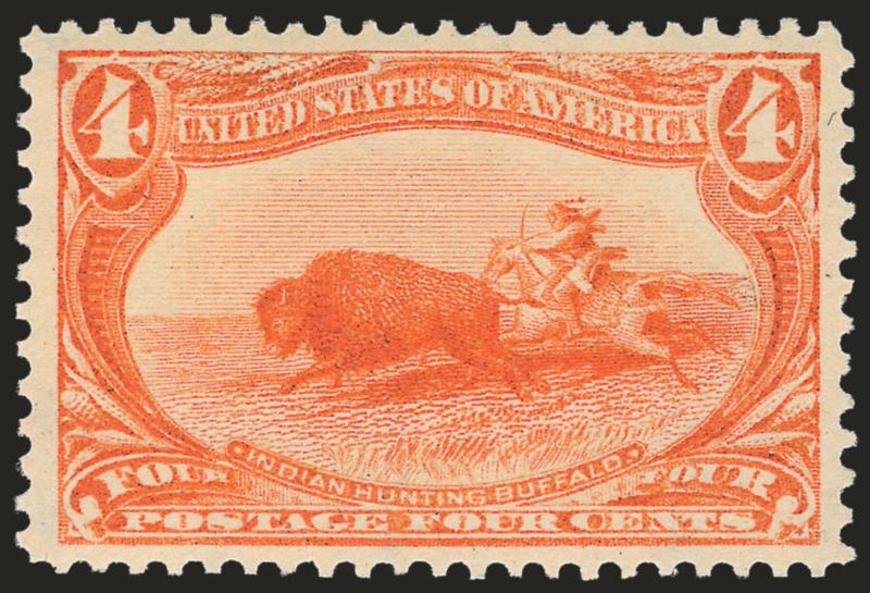 4c Trans-Mississippi (287).> Mint N..H., wide margins and exceptionally well-centered, vivid color on fresh paper, Extremely Fine, with 1980 and 2004 P.F. certificates