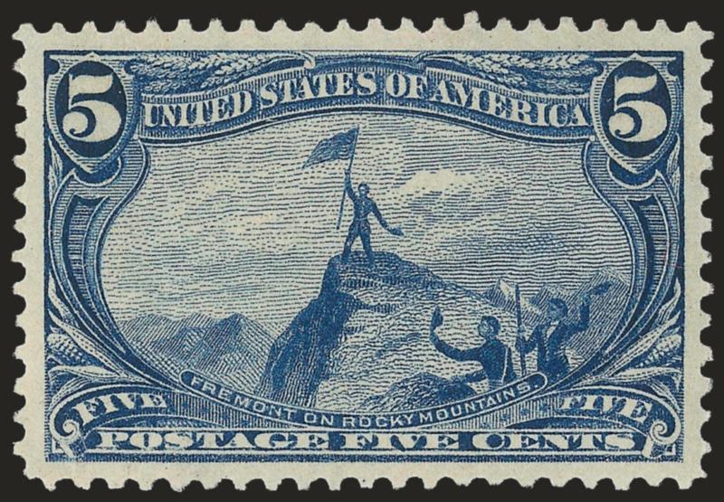 5c Trans-Mississippi (288).> Mint N.H., gorgeous centering with balanced margins, deep rich color and proof-like impression on bright paper<><>^EXTREMELY FINE GEM. A SUPERB MINT NEVER-HINGED EXAMPLE OF THE
5-CENT TRANS-MISSISSIPPI ISSUE.^<><>With