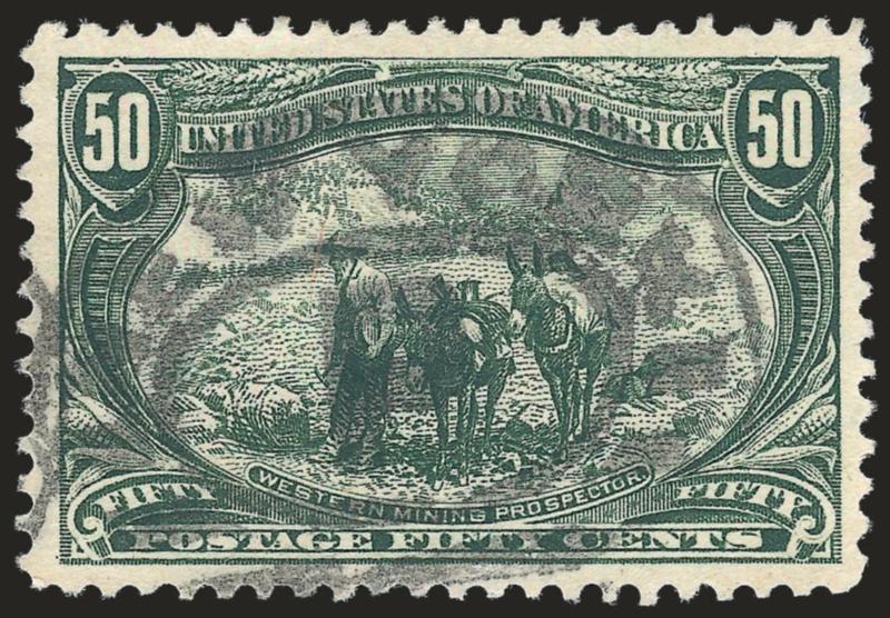 50c Trans-Mississippi (291).> Jumbo margins, oval registry cancel, two tiny tears at bottom, Extremely Fine appearance, this issue is scarce with such enormous margins, with 2006 P.F. certificate