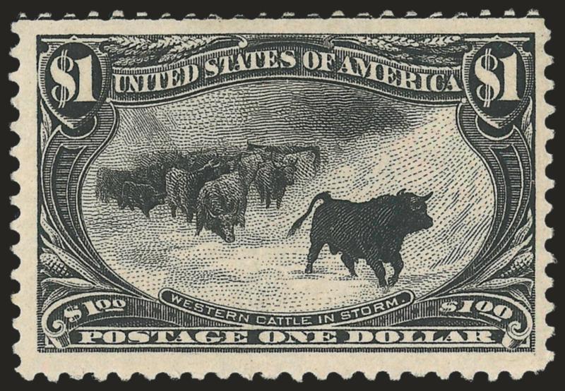 $1.00 Trans-Mississippi (292).> Original gum, lightly hinged, remarkably wide margins, guide line at top, Very Fine, with 2009 P.S.E. certificate