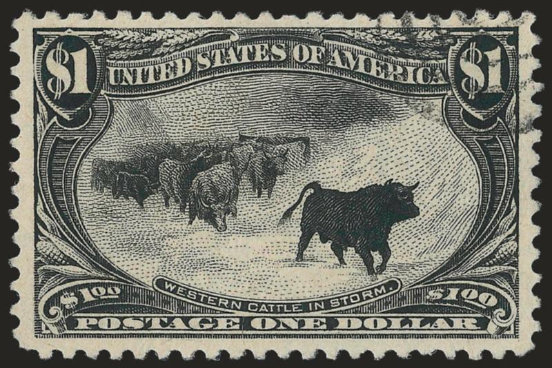 $1.00 Trans-Mississippi (292).> Wide margins with pleasing centering, light target cancel at top right corner, Very Fine and choice, with 1991 and 2009 P.F. certificates