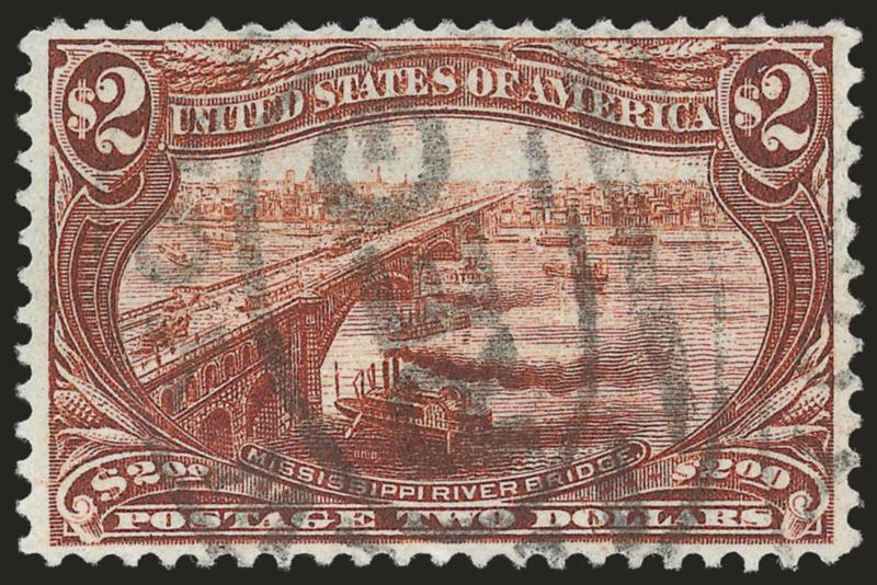 $2.00 Trans-Mississippi (293).> Unusually precise centering, deep rich color with oval registry cancel, Very Fine and choice, with 2009 P.S.E. certificate