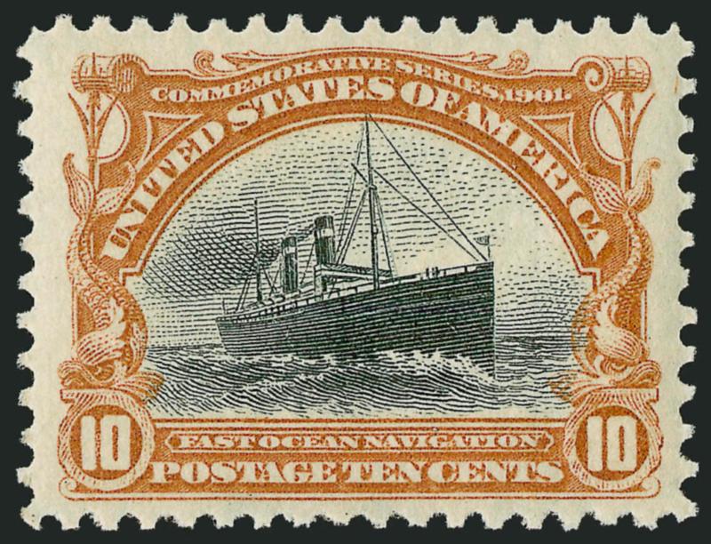 10c Pan-American (299).> Mint N.H., pretty pastel color, unusually wide margins for this issue, post-office fresh and Extremely Fine, ex Scarsdale, with 2000 and 2001 P.F. certificates (the former as a
pair)