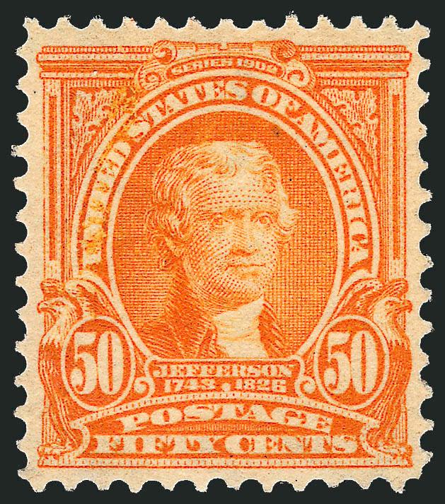 50c Orange (310).> Distinctive color, lightly hinged, well-proportioned margins, Extremely Fine, a pretty stamp, with 1999 P.F. certificate