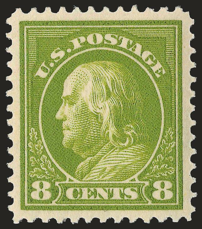 8c Pale Olive Green (414).> Mint N.H., pretty shade, wide and balanced margins, Extremely Fine Gem, with 2004 P.F. and 2005 P.S.E. certificates (XF-Superb 95 SMQ $960.00)
